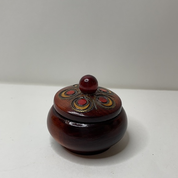 Trinket box Antique handmade Turned and carved Wood storage memory box ash urn - Picture 3 of 7